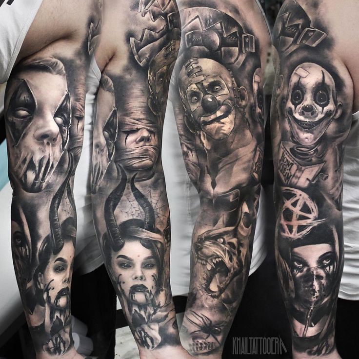 horror movie sleeve tattoo Google Search Scary tattoos, Badass