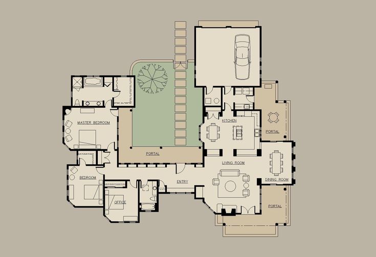 the floor plan for an apartment with multiple rooms and two car garages on each level