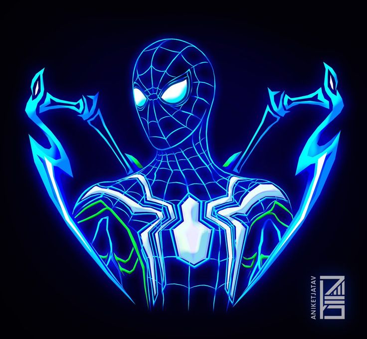 a glowing spider man in the dark