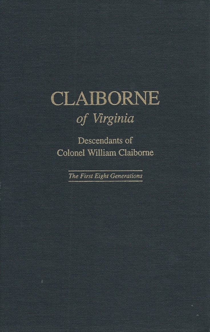 the front cover of claiborne of virginia, with gold lettering on black paper