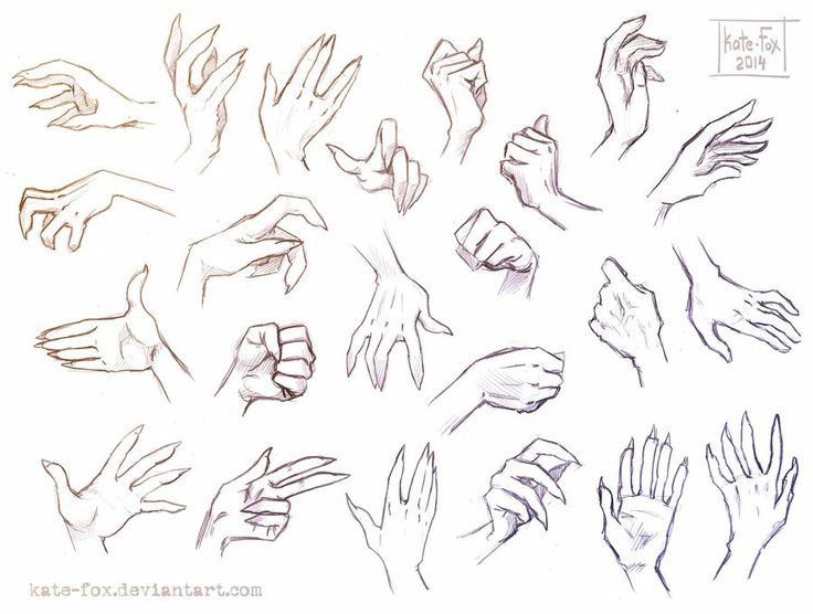 hand gestures drawn in pencil on paper