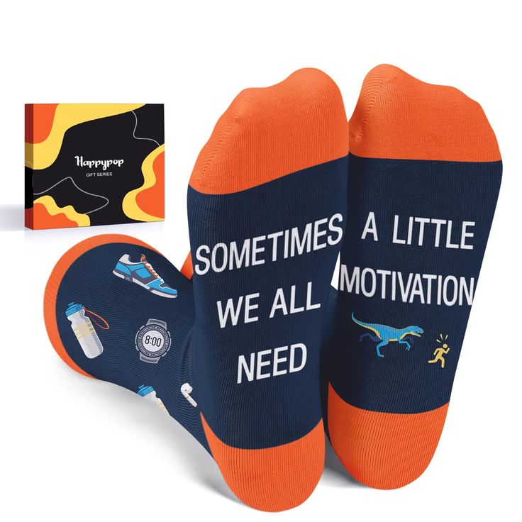 PRICES MAY VARY. FUNNY RUNNING SOCKS: These dark blue running socks feature running shoes, water bottles, watches, and headphones, plus a secret funny sayings "SOMETIMES WE ALL NEED A LITTLE MOTIVATION" on bottom. UNIVERSAL APPEAL: Fits a wide audience, including men's and teens' US size 6-13 and women's 7+. Each exclusive gift box contains one pair of funny socks. COMFORT ROYALTY: Revel in the plush sensation of our socks, composed of 80% cotton for a gentle touch, 15% nylon for enhanced longev Gifts For Hunters Men, Cross Country Gifts For Runners, Breathable Functional Hiking Socks, Hunting Gifts For Men, Surgery Recovery Gift, Functional No-show Running Socks, Hunter Socks, Silly Socks For Men, Funny Running