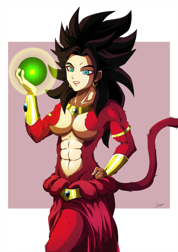 an anime character holding a green ball in one hand and wearing a red outfit on the other