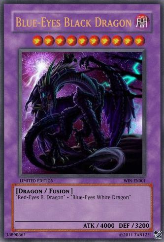 a purple and black card with an image of a dragon in the middle of it