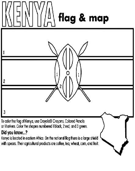 Kenya on crayola.com | Flag coloring pages, Kenya flag, World thinking day