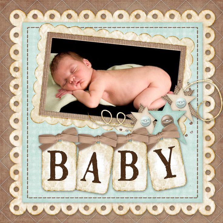 a baby laying on top of a blanket next to a frame with scissors and other items