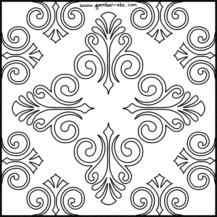 a black and white pattern with swirls in the middle, on a white background