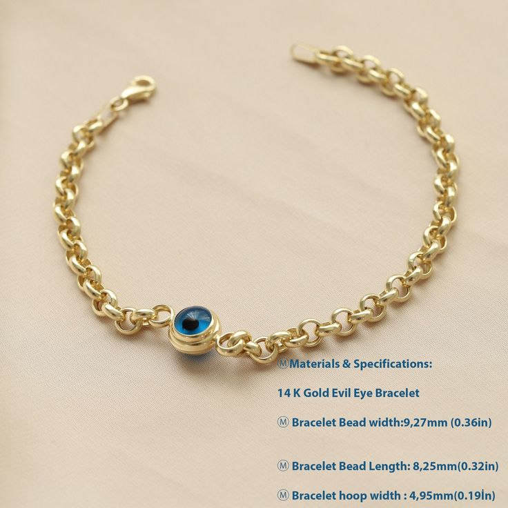 "Ⓜ14 K Gold Rolo Doc Evil Eye Bracelet Charm Chain Hoop Birthdays Gift For Women Luck Blue Gold Jewelry Design Handmade Dainty ⓂEvil Eye Bead Bracelet People have used Evil Eye Bead to avoid bad looks since long time. You can give a gift to the people you cared who dazzle with their beauty and want to be protected from the evil eye. This Evil Eye Bead Bracelet symbolizes grace and elegance. We designed this bracelet for you beautiful women who are always loved and do not compromise on their eleg Gold Metal Bracelets For Birthday, Gold Bracelets For Birthday, Gold Metal Birthday Bracelets, Gold Metal Jewelry For Birthday Gift, Gold Bangle Charm Bracelet For Birthday, Gold Chain Bracelet With Birthstone For Gift, Gold Chain Bracelet With Birthstone As Gift, Gold Bracelet Jewelry For Birthday, Gold Chain Bracelet With Birthstone