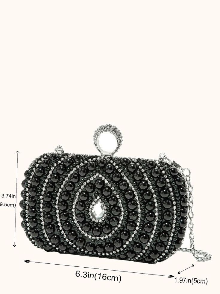 BagForLove-Rhinestone Decor Chain Box Bag - Women Evening & Clutch Product Description Color Black Strap Type Chain Style Glamorous Bag Size Small Quantity 1 piece Details Rhinestone Type Box Bag Composition 100% Polyester Material Plastic Size Chart INCH CM Size Bag Width Bag Height Bag Length Strap Length one-size 1.8 3.9 6.3 47.2 Size Bag Width Bag Height Bag Length Strap Length one-size 4.5 10 16 120 Similar Products h2 { text-align: center; } .red-box { width: 100%; display: flex; flex-dire Black Clutch Evening Bag With Chain, Black Evening Clutch With Chain, Black Clutch Box Bag With Chain Strap, Elegant Black Clutch With Chain, Elegant Black Hand-embellished Clutch, Box Bag, Evening Clutch, Chain Styles, Bags Women