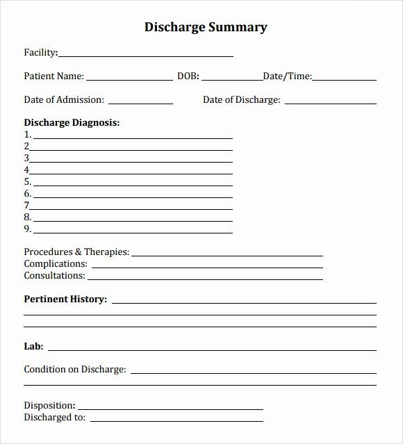 Discharge Summary Printable Emergency Room Hospital Discharge Papers