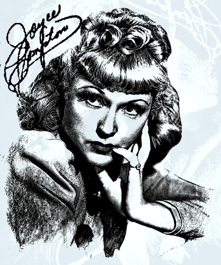 a black and white drawing of a woman with her hand on her chin