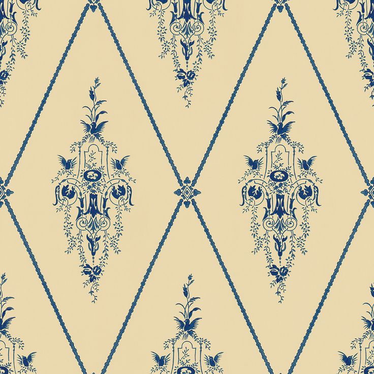 a blue and white wallpaper pattern with flowers