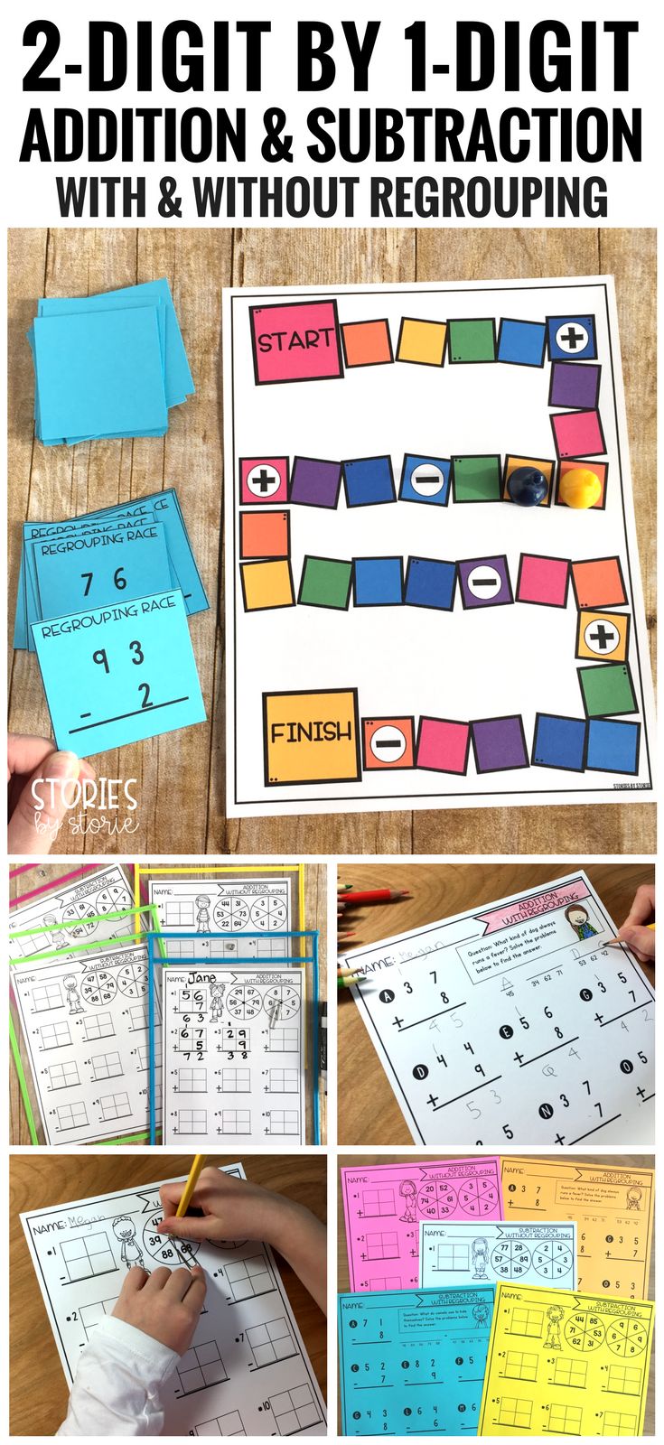 2 Digit by 1 Digit Addition and Subtraction with and without Regrouping ... image.