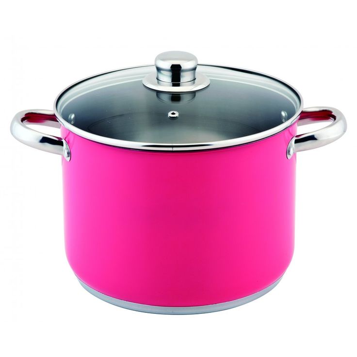 a bright pink pot with a lid