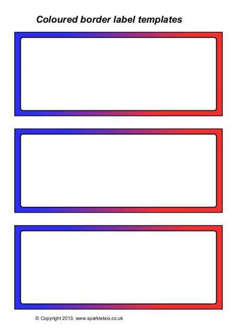 blank colored border label templates for word or text on white background with red and blue borders