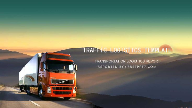 an orange truck driving down a mountain road with the words traffic logistics template