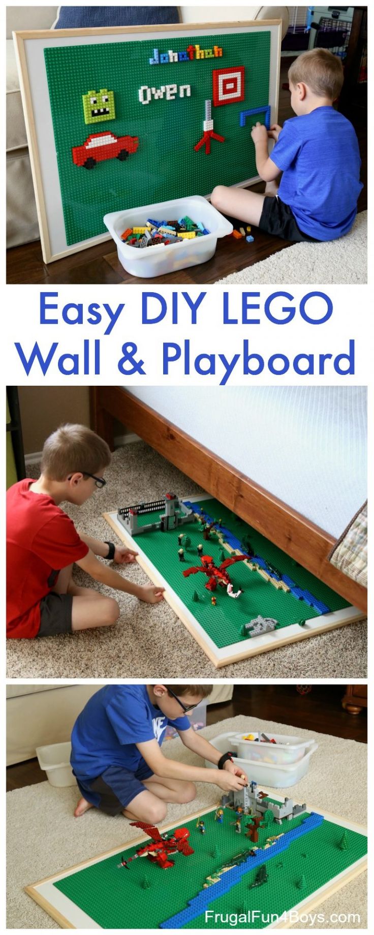 Easy DIY LEGO Wall & Play Board - Frugal Fun For Boys and Girls | Diy ...