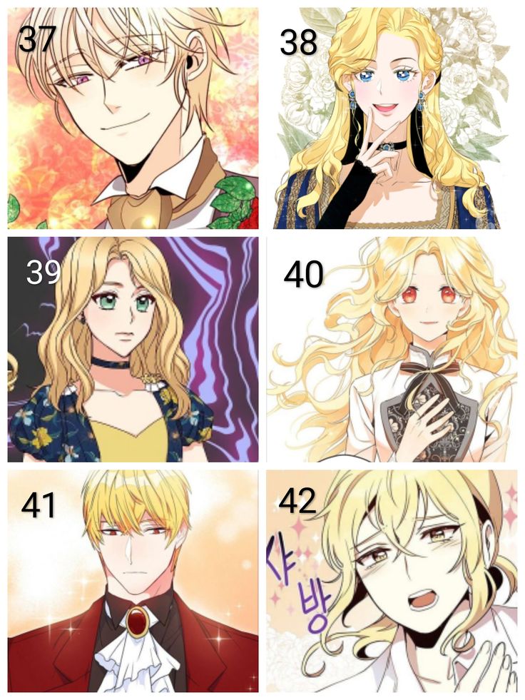 four different anime characters with blonde hair