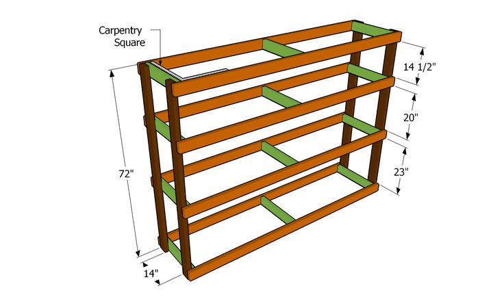 the plans for an outdoor storage rack are shown