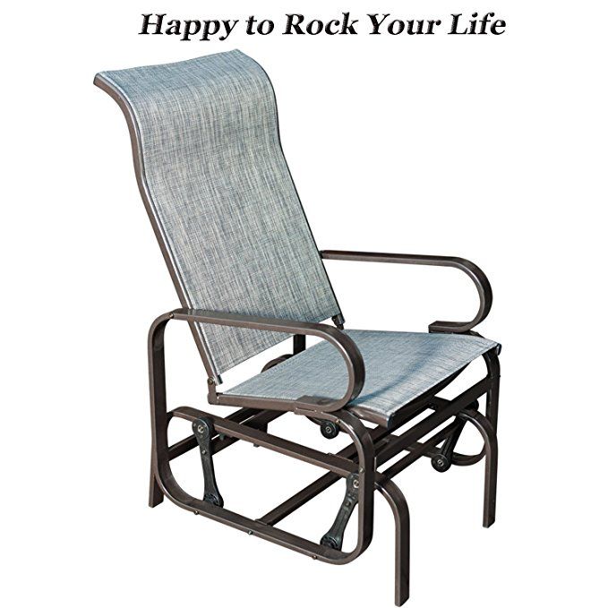 Sunlife Patio Glider Rocking Chair Outdoor Garden Rocker Lounge Chair Heavy Duty Steel Frame Patio Rocking Chairs Outdoor Chaise Lounge Chair Outdoor Chairs