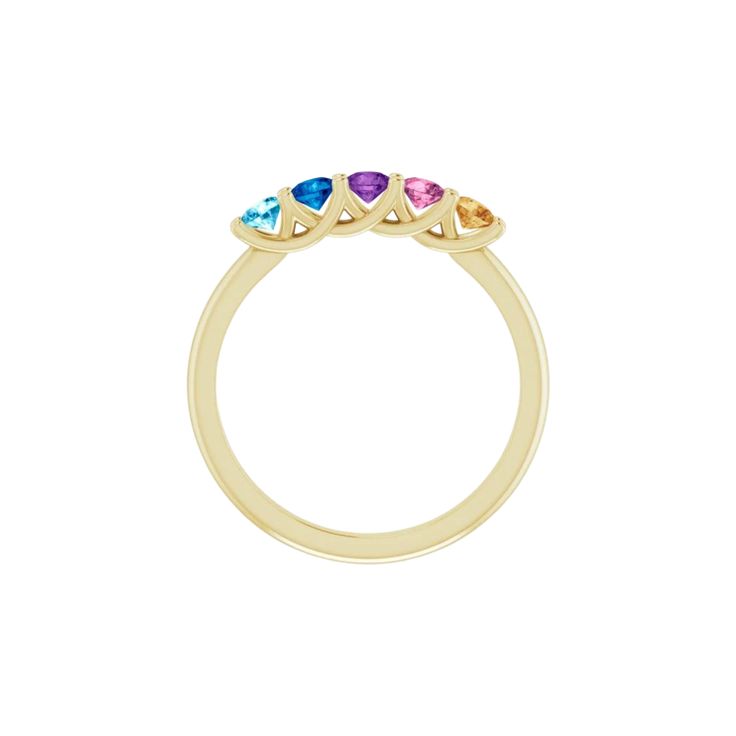 2-5 Stone Birthstone Stackable Band - 2-5 Birthstones - 10 -14 K Gold - stock size 7 * *PLEASE include the birthstone/month & finger size in the notes at checkout - the first sizing within the size range 6-8 is included with purchase (it can take 4-7 business days) Need more sizes up or down? Contact us to discuss sizing + service fees.