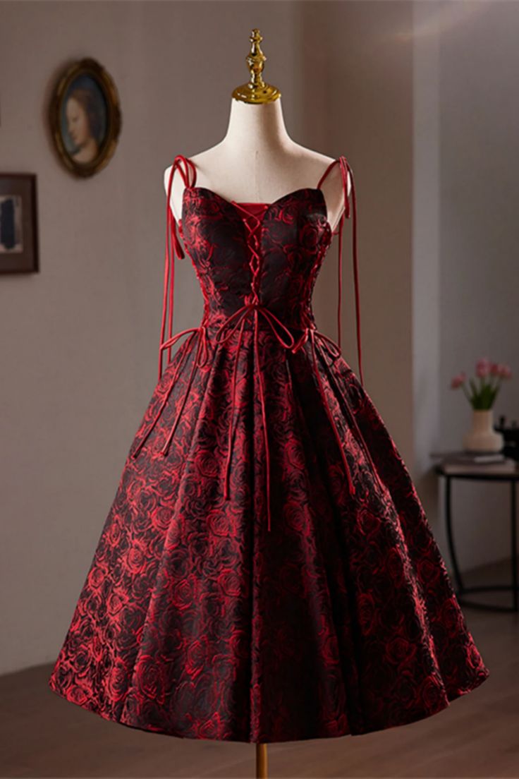 Any things please feel free to contact us: kateprom.service@gmail.com******* Product Details*******Wine Red Floral Satin Straps Knee Length Party Dress, Wine Red Homecoming DressFabric: SatinColor: Wine RedBack Style: Lace-upHemline: Knee Length&ltp&gtMaking time: 1-2 weeks, Shipping time: 3-5 working days.&lt/p&gt&ltbr/&gt&ltp&gtCustom size/color, Rush Order is available, and no extra cost.&lt/p&gt&ltbr/&gt&ltp&gt******* Custom Measurements*******&lt/p&gt&ltbr/&gt&ltp&gtFor better fitting, You can leave us the following information in the order notes when you check out, and please have a look our measuring guide at first: :&lt/p&gt&ltbr/&gt&ltp&gtBust: ________inch/cm,&lt/p&gt&ltbr/&gt&ltp&gtWaist: ________inch/cm,&lt/p&gt&ltbr/&gt&ltp&gtHips: ________inch/cm&lt/p&gt&ltbr/&gt&ltp&gtHollow Red Fitted Bodice Dress For Costume Party, Red Dress With Fitted Bodice For Costume Party, Red A-line Dress For Costume Party, Red Sweetheart Neckline Dress With Corset Back, Fitted Red Evening Dress For Costume Party, Red Fitted Evening Dress For Costume Party, Red Corset Back Dress For Prom Season, Red Corset Back Dress For Prom, Fitted Red Corset Dress For Prom