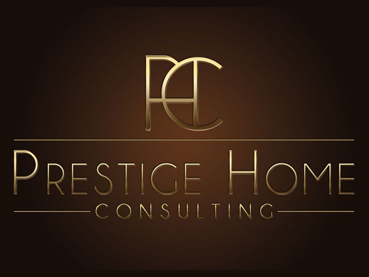 the prestige home consulting logo on a dark background with gold foil and black lettering that reads prestige home consulting