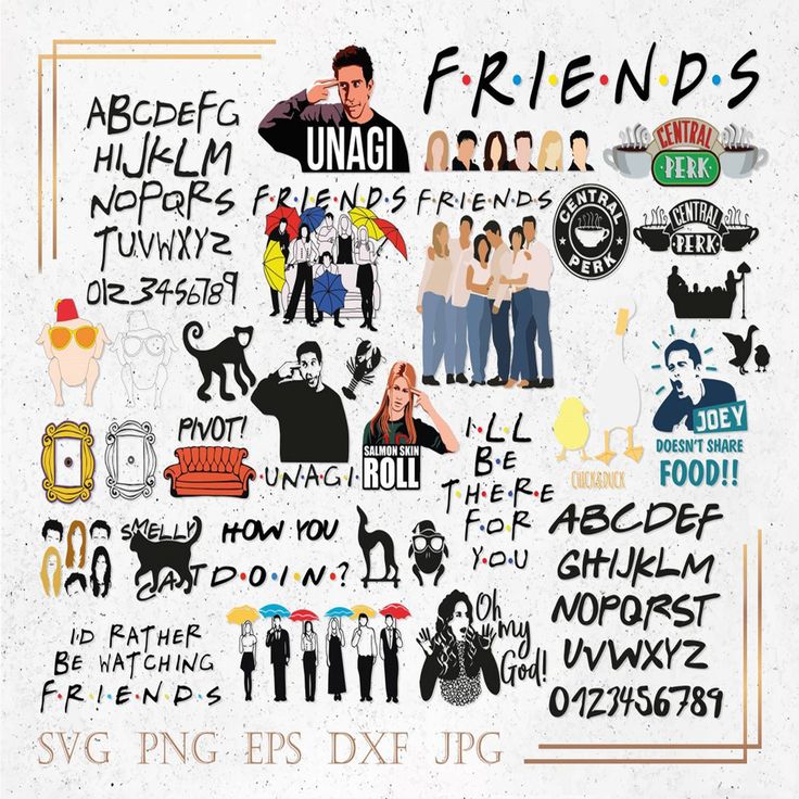 an image of friends stickers on a wall