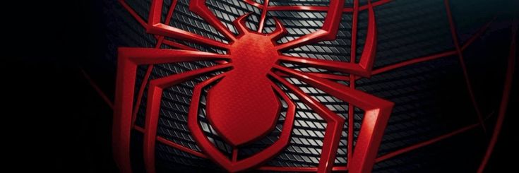 a red spider man logo on a black background