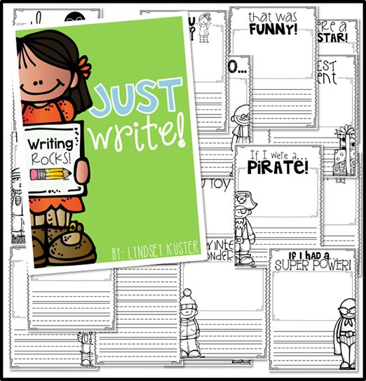 the writing notebook is open and ready for students to write their own text or pictures