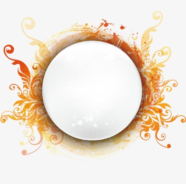 an orange and white circle with swirls on the edges, in front of a white background