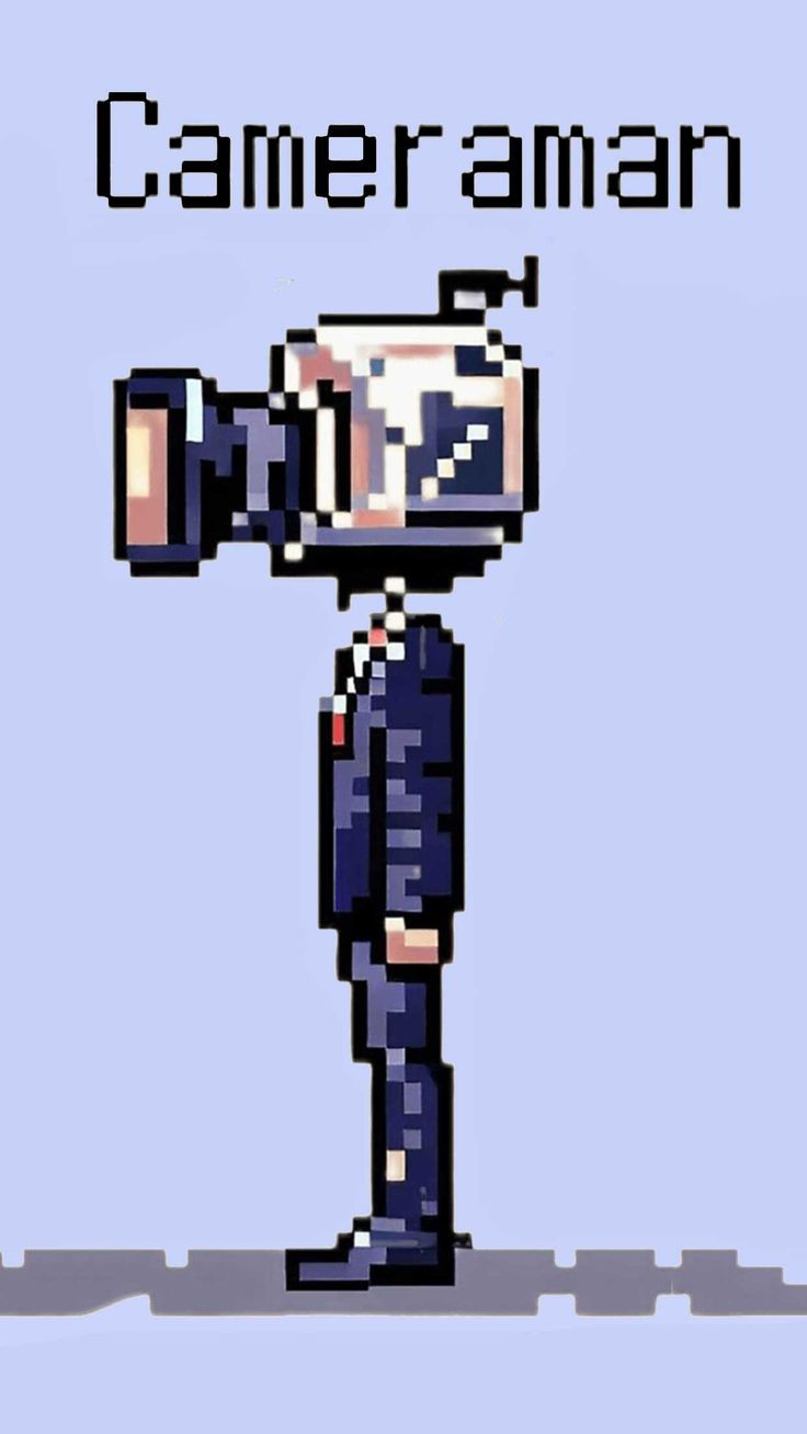 a pixelated man with a camera in his hand and the words cameraman on it