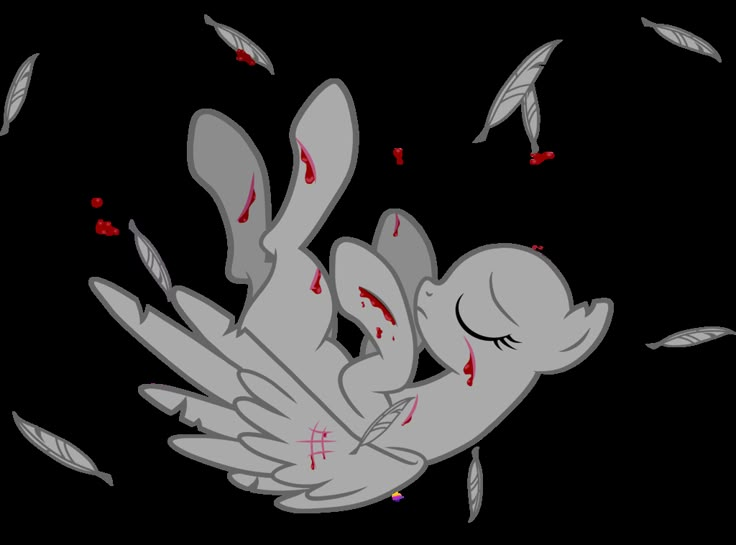 a drawing of a baby with blood on its body and wings flying in the air