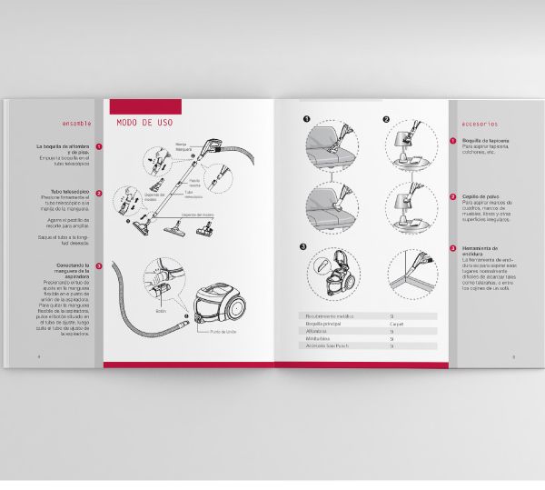 an open book with instructions on how to use a hand held vacuum and other tools