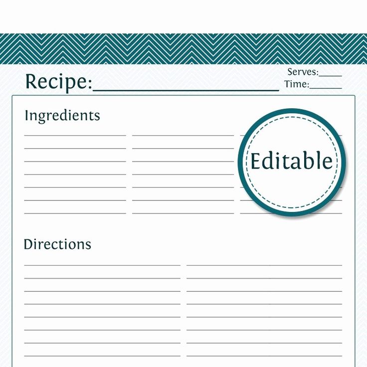 a recipe card with the word editable on it