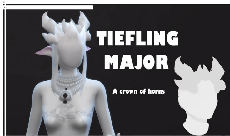 an animated image of a woman with horns on her head and the words teerling major above it