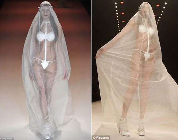 Inappropriate Wedding Dresses: Say 'I Do' To Way Too Much Skin (PHOTOS) | The Huffington Post Most Inappropriate Wedding Dresses, Funny Wedding Dress, Inappropriate Wedding Dress, Risque Wedding Dress, Bad Wedding Dresses, Kooky Fashion, Weird Dresses, Weird Wedding Dress, Ugly Dress