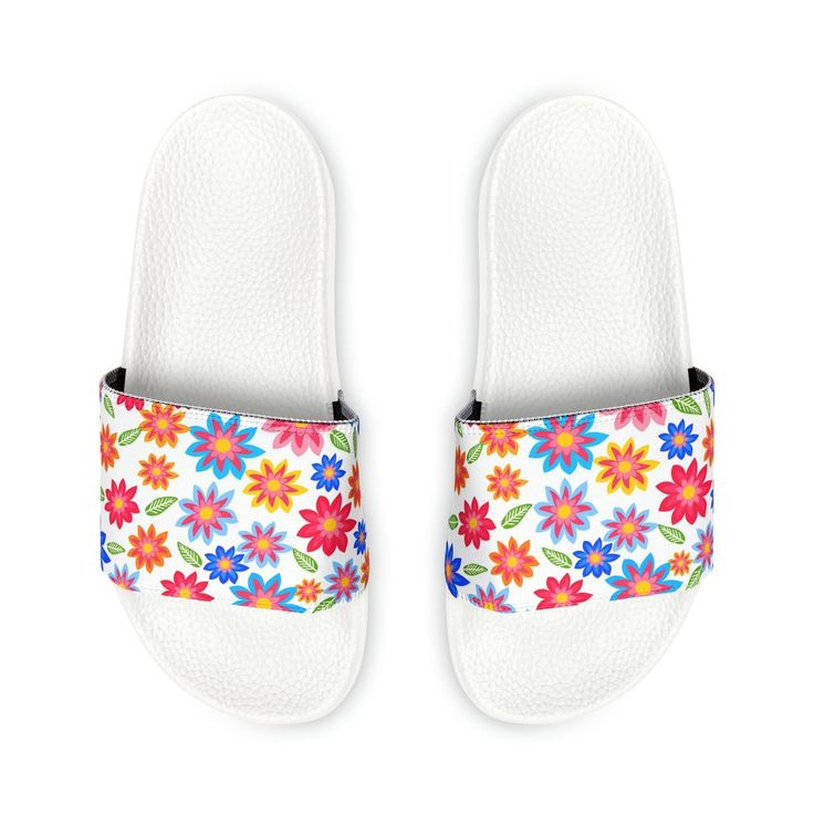 Take on the summer heat with style thanks to these personalized slide sandals for women. Made with PU outsoles and an edge-to-edge strap customization that will never peel, crack, or fade, these sandals feature a high-end quality factor comparable to household-name brands. The straps are made with neoprene and polyester to avoid chafing while the ergonomic sole keeps discomfort at bay. .: Material: 100% PU (polyurethane) outsoles / polyester & neoprene straps .: Black & white outsole color options .: Printed strap surface .: Includes brand name on the bottom of the sole .: Blank product sourced from China .: *Straps are NOT removable US 6 US 7 US 8 US 9 US 10 US 11 US 12 EU size 37.5 38.5 40 41 42 43 44 UK size 4 5 6 7 8 9 10 Length, in 9.06 9.49 9.80 10.12 10.31 10.51 10.79 Womens Slides Sandals, Womens Slides, Sandals Brands, Summer Heat, Sandals For Women, Slide Sandals, Summer Style, This Summer, Color Options