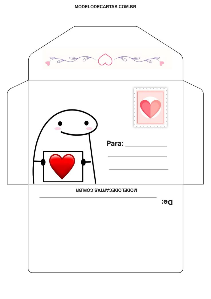 an envelope with a drawing of a person holding a heart on it and the word love is