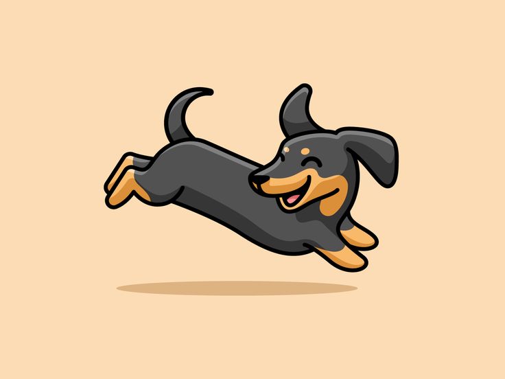 a cartoon dachshund dog jumping up into the air with its mouth open