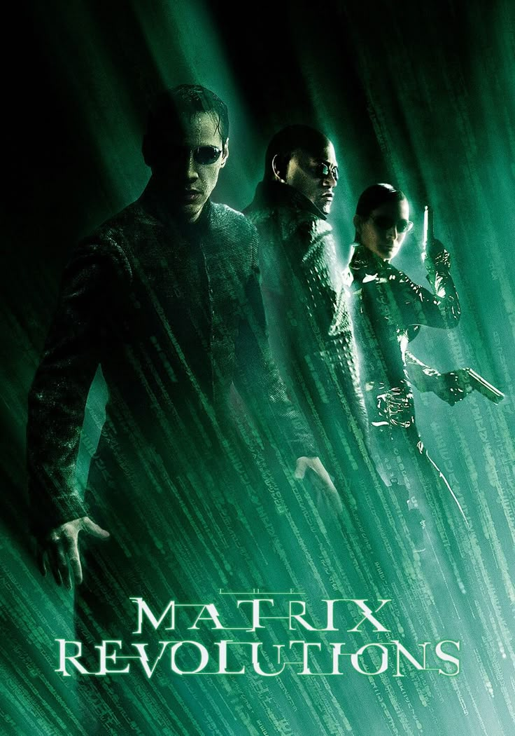 the movie poster for the film's title, matttrixn revolution is shown