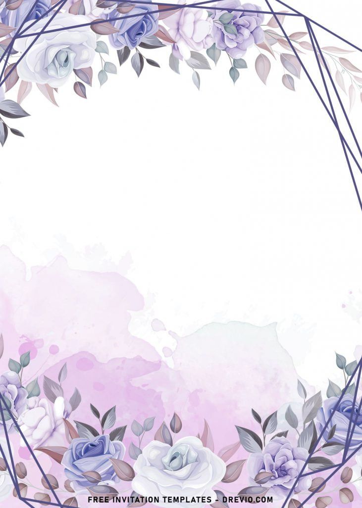 a watercolor background with flowers and leaves on the bottom, along with an empty space in the middle