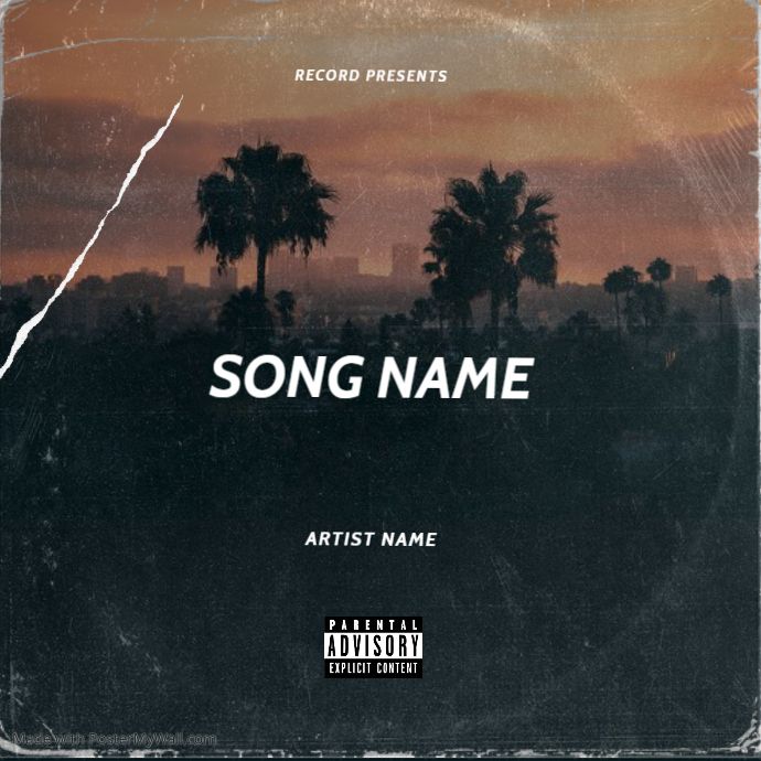 song name album cover with palm trees in the background