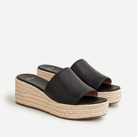 J.Crew: Wedge Heel Leather Slide Sandals For Women Simple Summer Outfits, Leather Slide Sandals, Leather Slides, Sandal Espadrille, Slide Sandals, Wedge Heels, Clothes For Sale, Sale Items, Womens Sandals