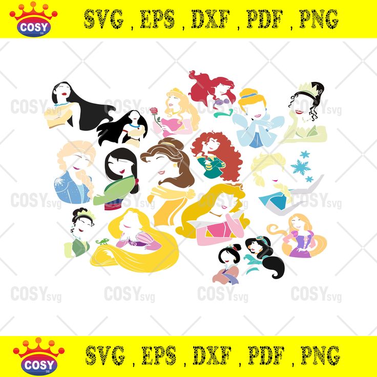 Disney princess svg princess svg, elsa svg, belle svg, mulan svg ...