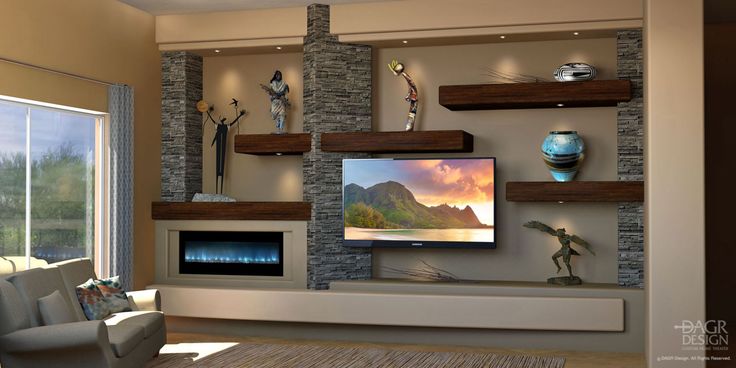 a living room filled with furniture and a flat screen tv mounted on a wall next to a fire place