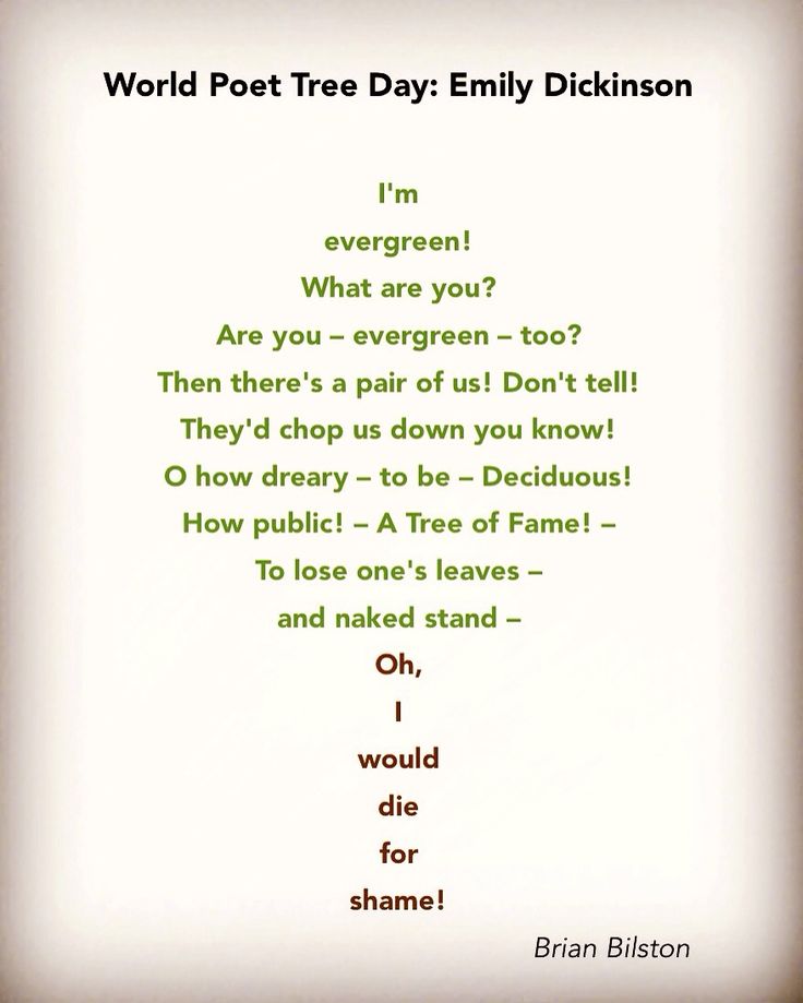 a poem written in green and red on a white background with the words world pot tree day