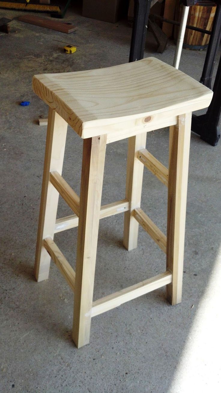 a wooden stool sitting on top of a floor