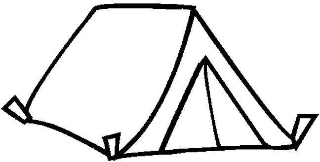 a black and white drawing of a tent