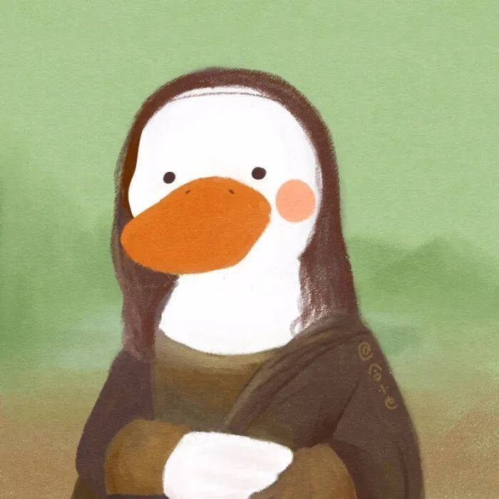 a painting of a duck wearing a sweater